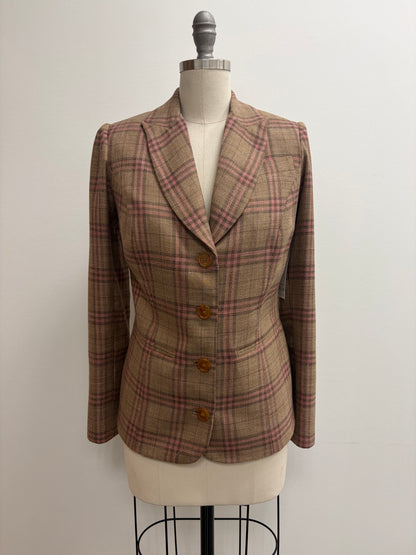 Vera Wool Jacket in Sand Plaid