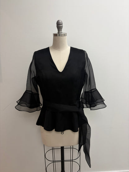 Tulip Peplum Blouse in Charmeuse Silk