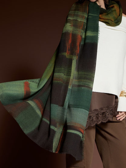 Barbieri Brushstroke Plaid Wool Wrap