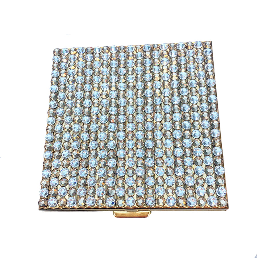 Swarovski Crystal Compact Mirror — Light Topaz, Gold | Handmade in Canada | W10 — one of a kind Swarovski crystal, handmade in Canada by W10 Colours
