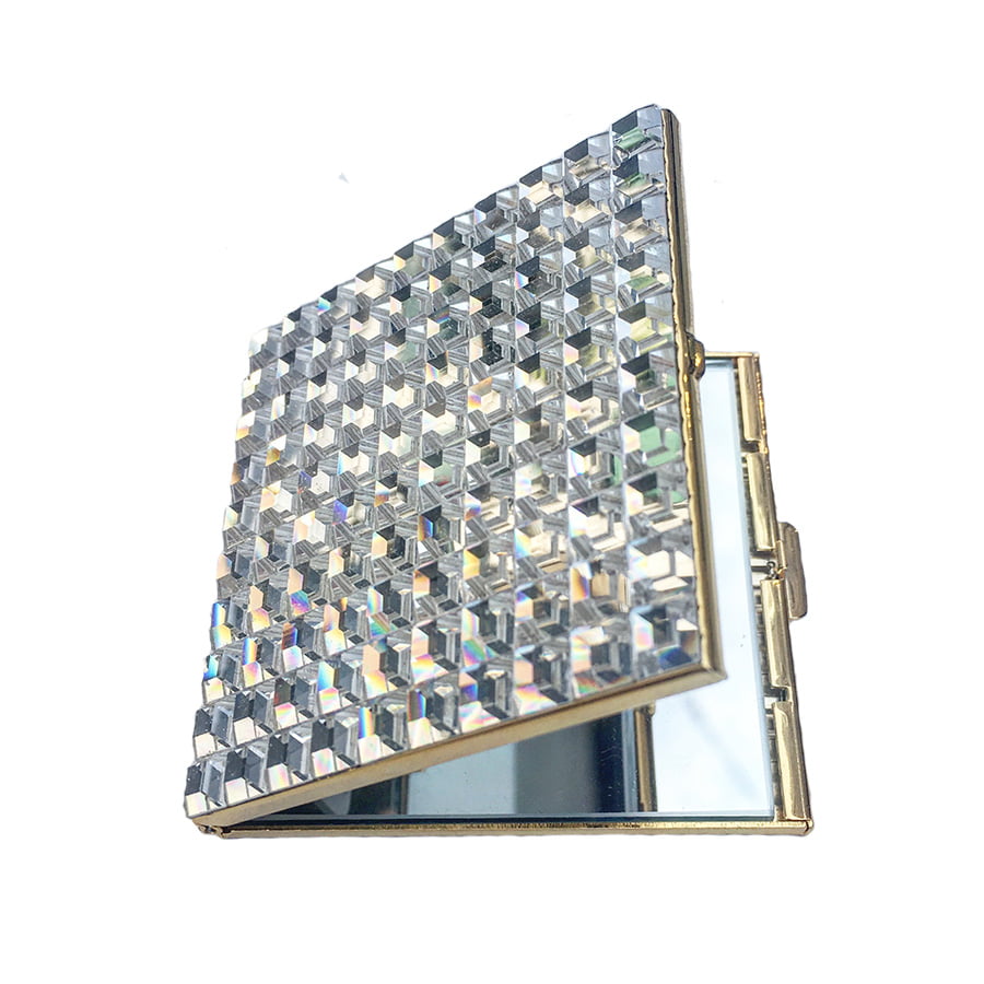 Swarovski Crystal Compact Mirror — Clear Crystal, Gold | Handmade in Canada | W10 — one of a kind Swarovski crystal, handmade in Canada by W10 Colours