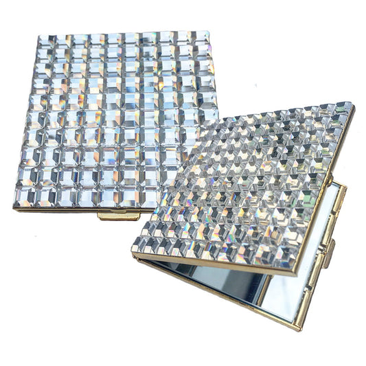 Swarovski Crystal Compact Mirror — Clear Crystal, Gold | Handmade in Canada | W10 — one of a kind Swarovski crystal, handmade in Canada by W10 Colours
