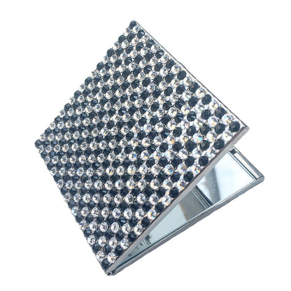 Swarovski Crystal Compact Mirror — Jet, Silver | Handmade in Canada | W10 — one of a kind Swarovski crystal, handmade in Canada by W10 Colours