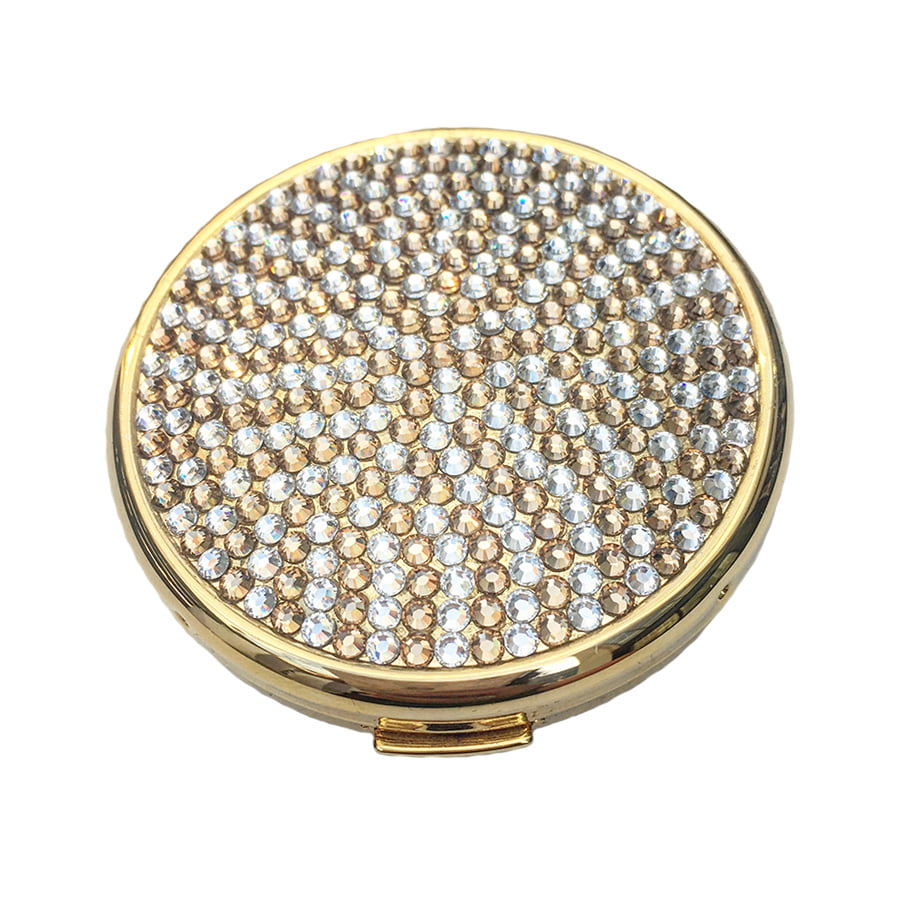 Swarovski Crystal Compact Mirror — Light Topaz, Gold | Handmade in Canada | W10 — one of a kind Swarovski crystal, handmade in Canada by W10 Colours