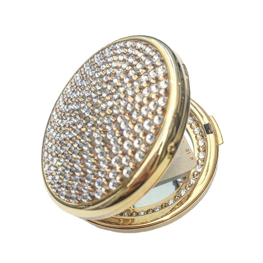 Swarovski Crystal Compact Mirror — Light Topaz, Gold | Handmade in Canada | W10 — one of a kind Swarovski crystal, handmade in Canada by W10 Colours