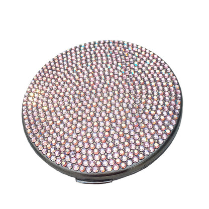 Swarovski Crystal Compact Mirror — Light Rose, Silver | Handmade in Canada | W10 — one of a kind Swarovski crystal, handmade in Canada by W10 Colours