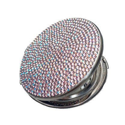 Swarovski Crystal Compact Mirror — Light Rose, Silver | Handmade in Canada | W10 — one of a kind Swarovski crystal, handmade in Canada by W10 Colours