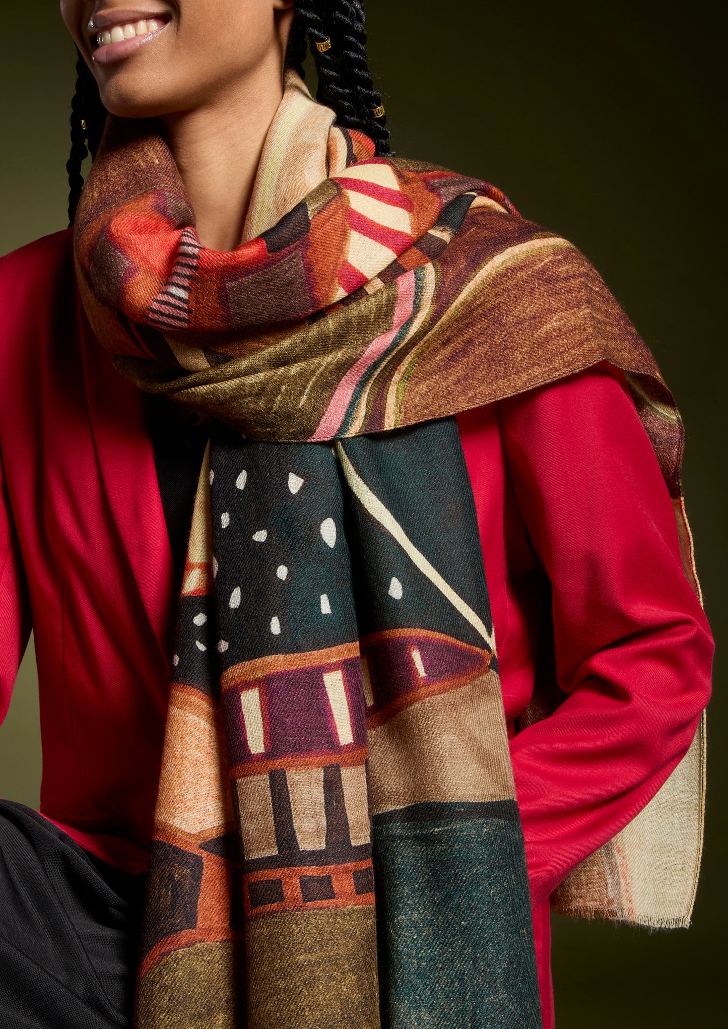 Shapes and Prints Wool Twill Scarf