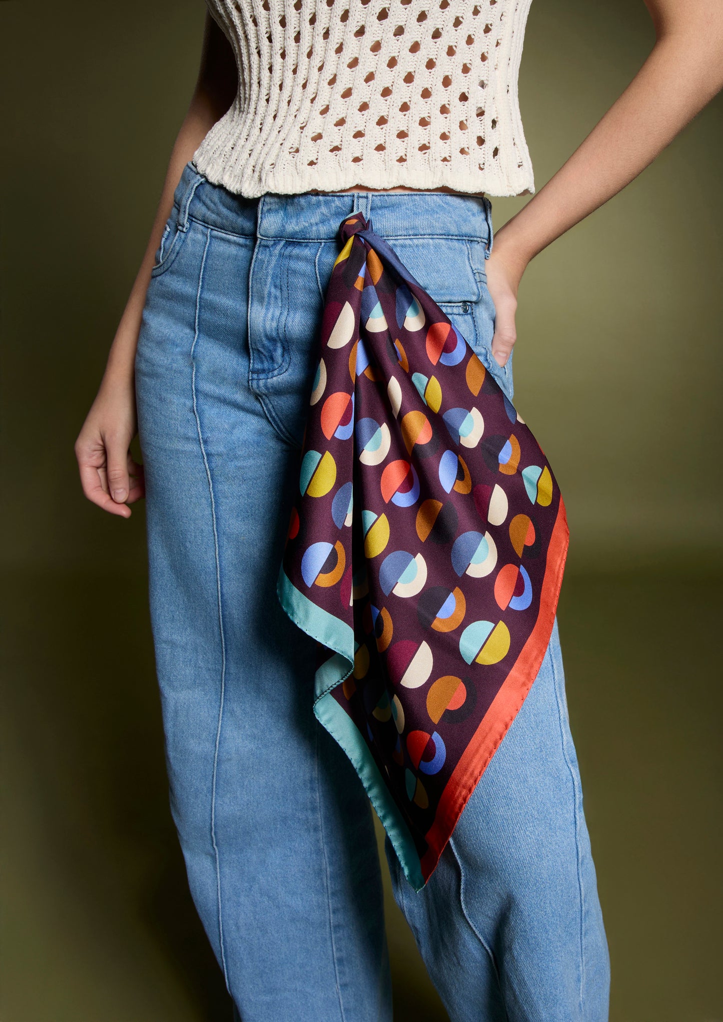 Square Twill Silk Patterned Scarf