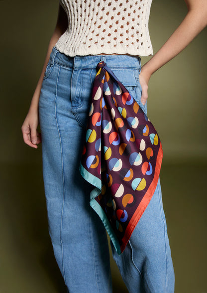 Square Twill Silk Patterned Scarf