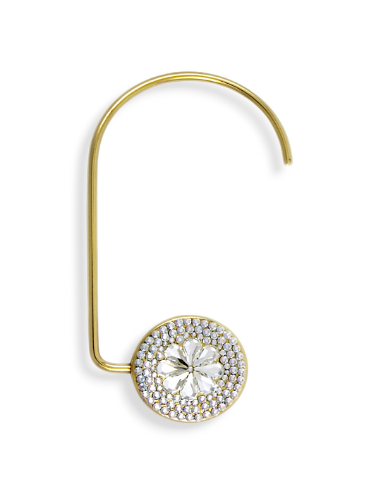 Swarovski Crystal Purse Hook — Clear Crystal, 24Kt Gold | Handmade in Canada | W10