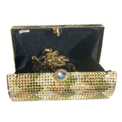 Swarovski Crystal Evening Clutch — Gold And Clear Crystal, Gold | Handmade in Canada | W10 — one of a kind Swarovski crystal, handmade in Canada by W10 Colours