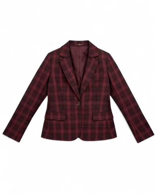 Sonder Wool Jacket in Maroon Check