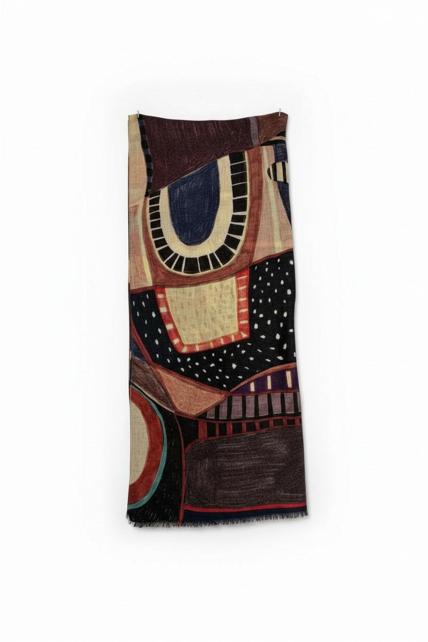 Barbieri Shapes and Prints Wool Twill Scarf