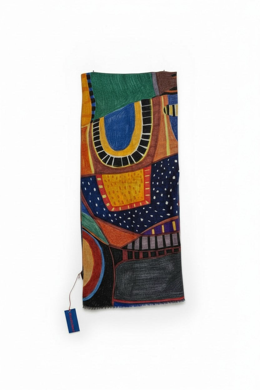 Barbieri Shapes and Prints Wool Twill Scarf